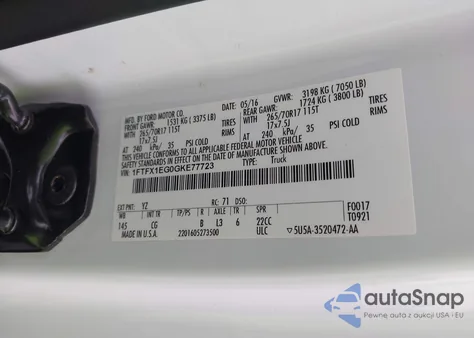 2016 Ford F-150 Xl from USA, damaged, VIN 1FTFX1EG0GKE77723